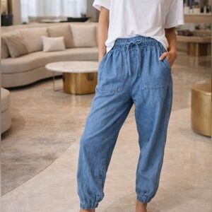 Casual Elastic-Waist Blue Denim Jogger Jeans - Women